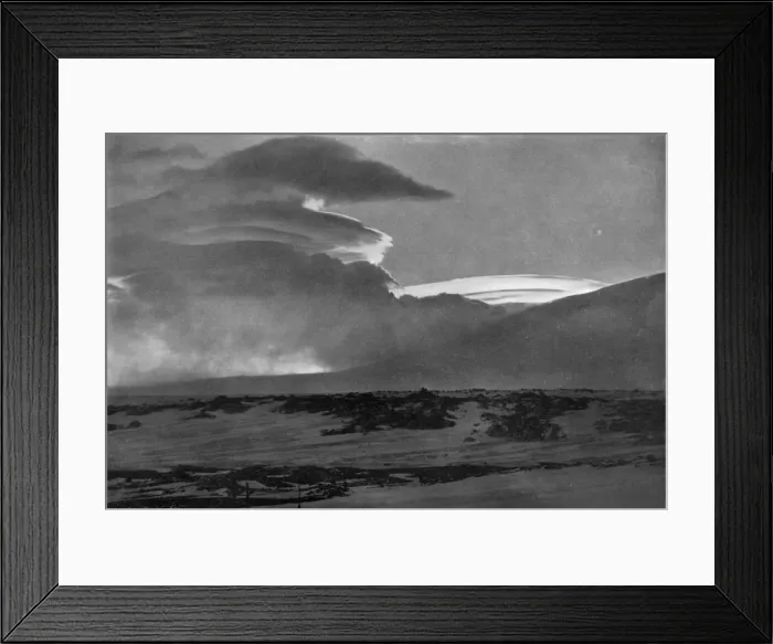 Framed Print : Whaleback Clouds Over Mount Erebus, c1910-1913, (1913). Artist: Herbert Ponting Framed Print : Whaleback Clouds Over Mount Erebus, c1910-1913, (1913). Artist: Herbert Ponting