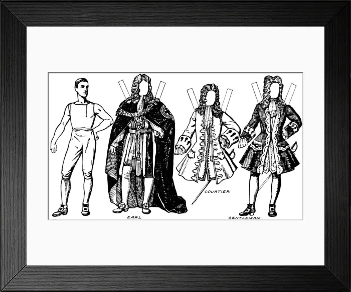 Framed Print : The Gallery of British Costume: Some of the Dresses Worn in Annes Reign, c1934 Framed Print : The Gallery of British Costume: Some of the Dresses Worn in Annes Reign, c1934