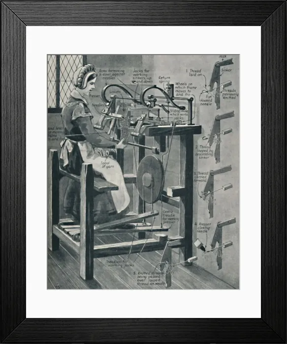 Framed Print : William Lees Clever Stocking Frame, c1934 Framed Print : William Lees Clever Stocking Frame, c1934