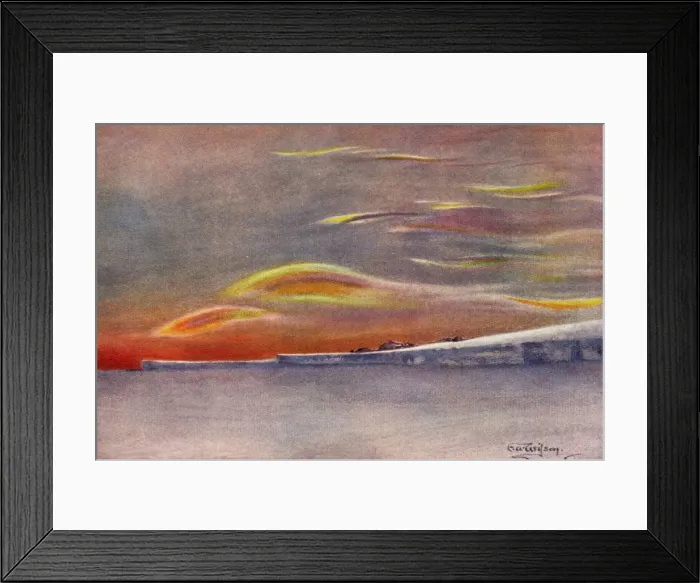 Framed Print : Iridescent Clouds: Looking North from Cape Evans, 1911, (1913). Artist: Edward Wilson Framed Print : Iridescent Clouds: Looking North from Cape Evans, 1911, (1913). Artist: Edward Wilson