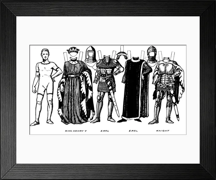 Framed Print : Costumes of Men and Women as Worn in the Period When Henry V Reigned, c1934 Framed Print : Costumes of Men and Women as Worn in the Period When Henry V Reigned, c1934