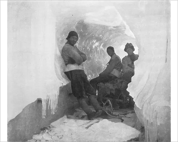 The First Western Party in a Natural Ice-Tunnel, c1911, (1913). Artist: T Griffith Taylor