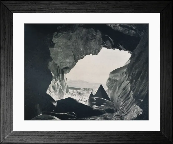 Framed Print : Camp in the Cave Under Penelope Point, 1912, (1913). Artist: G Murray Levick Framed Print : Camp in the Cave Under Penelope Point, 1912, (1913). Artist: G Murray Levick