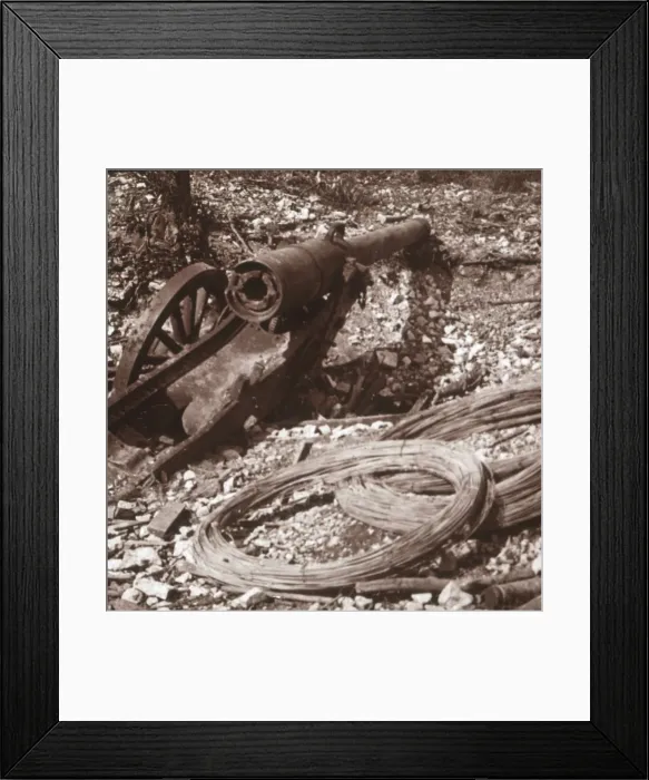 Framed Print : Destroyed 155 gun, c1917-c1918 Framed Print : Destroyed 155 gun, c1917-c1918