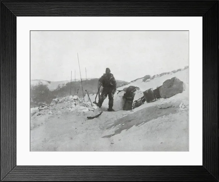 Framed Print : Browning at the Igloo Door, 1912, (1913). Artist: G Murray Levick Framed Print : Browning at the Igloo Door, 1912, (1913). Artist: G Murray Levick