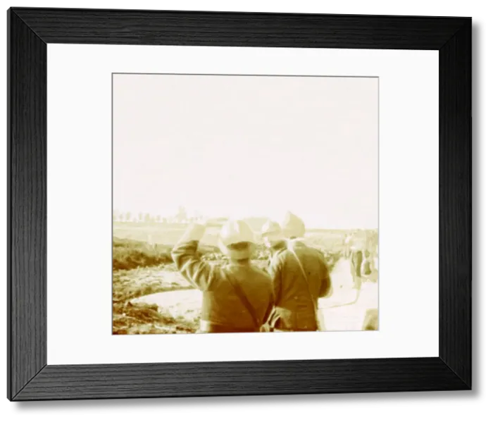 Framed Print : Plane over trenches, Ramskapelle, Belgium, c1914-c1918 Framed Print : Plane over trenches, Ramskapelle, Belgium, c1914-c1918