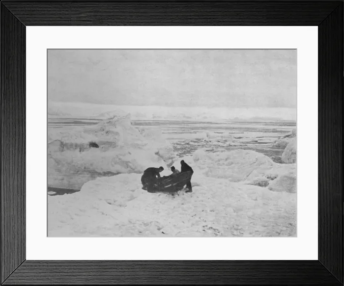 Framed Print : Launch of the Pram, c1911, (1913). Artist: G Murray Levick Framed Print : Launch of the Pram, c1911, (1913). Artist: G Murray Levick