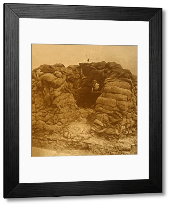 Framed Print : Look-out on the front line, c1914-c1918 Framed Print : Look-out on the front line, c1914-c1918