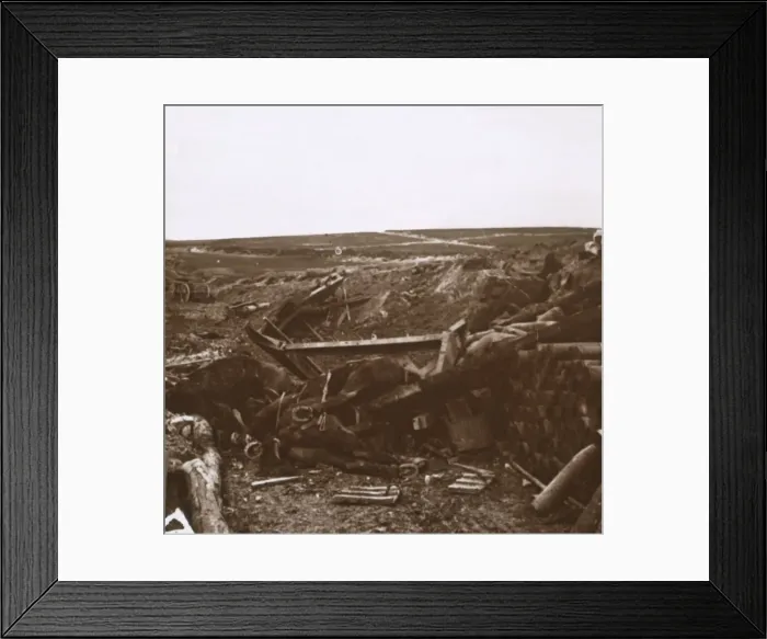 Framed Print : Bombarded battery, Clery, France, c1914-c1918 Framed Print : Bombarded battery, Clery, France, c1914-c1918