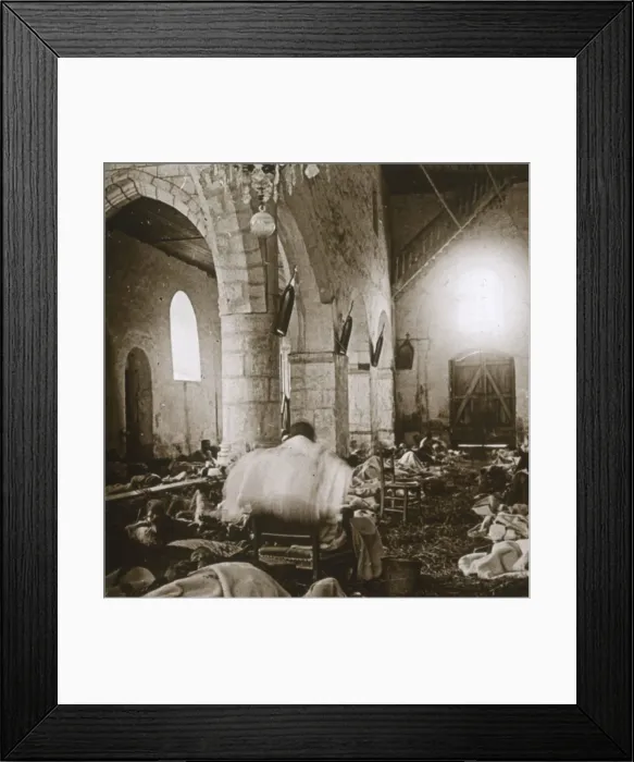 Framed Print : Makeshift hospital in a church, Marne, northern France, 1914 Framed Print : Makeshift hospital in a church, Marne, northern France, 1914