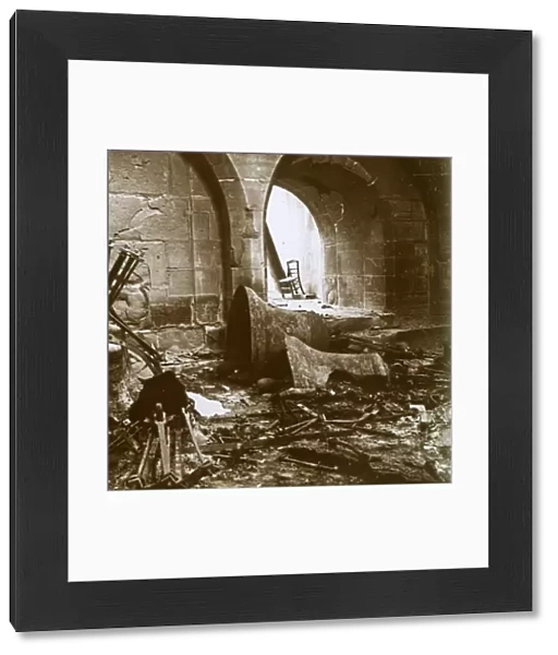 Destroyed church, Marne, northern France, c1914