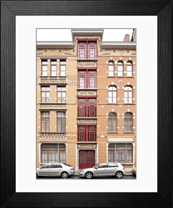 Framed Print : Foyer Schaerbeek, 53-59 Rue Victor Hugo, Brussels, Belgium, (1909) c2014-2017. Artist Framed Print : Foyer Schaerbeek, 53-59 Rue Victor Hugo, Brussels, Belgium, (1909) c2014-2017. Artist