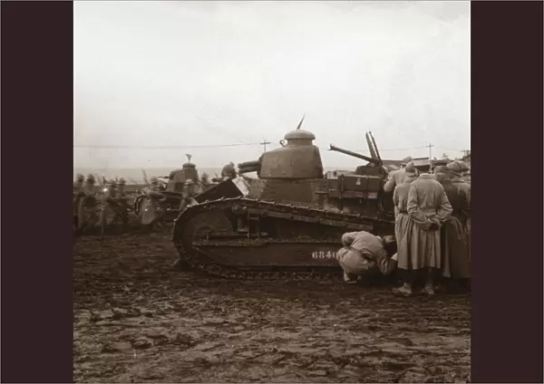 Advancing with tanks, c1914-c1918