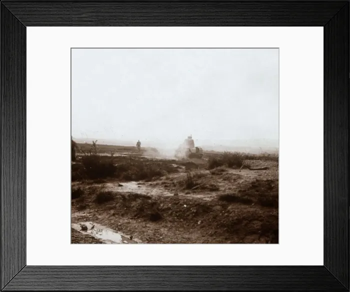Framed Print : Advancing with tanks, c1914-c1918 Framed Print : Advancing with tanks, c1914-c1918