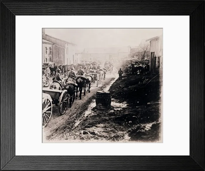 Framed Print : Mounted troops with wagons, c1914-c1918 Framed Print : Mounted troops with wagons, c1914-c1918