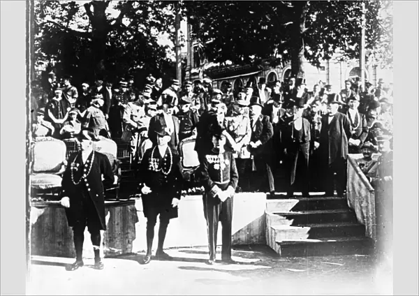 Ceremony with dignitaries and officials, c1914-c1918