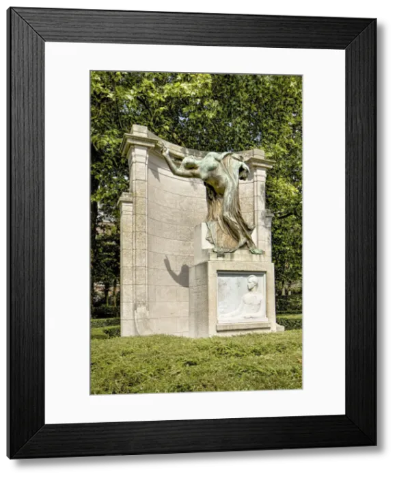 Framed Print : Monument to Max Waller, Sq. Ambiorix, Brussels, Belgium, 1914, (c2014-2017). Artist Framed Print : Monument to Max Waller, Sq. Ambiorix, Brussels, Belgium, 1914, (c2014-2017). Artist
