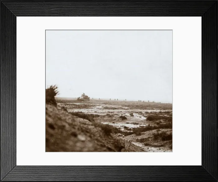 Framed Print : Advancing with tanks, c1914-c1918 Framed Print : Advancing with tanks, c1914-c1918