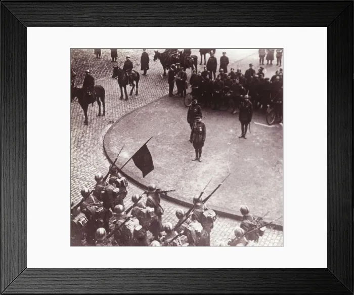 Framed Print : Troops marching, Aachen, Germany, c1914-c1918 Framed Print : Troops marching, Aachen, Germany, c1914-c1918