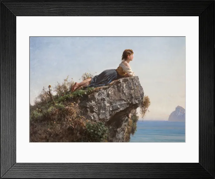 Framed Print : La fanciulla sulla roccia a Sorrento (The girl on the rock in Sorrento), 1871 Framed Print : La fanciulla sulla roccia a Sorrento (The girl on the rock in Sorrento), 1871