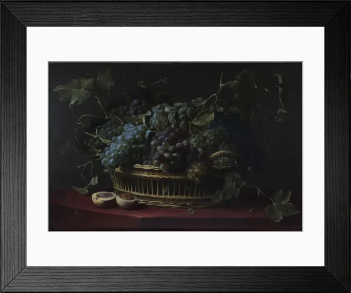 Framed Print : Still life with a basket of grapes Framed Print : Still life with a basket of grapes