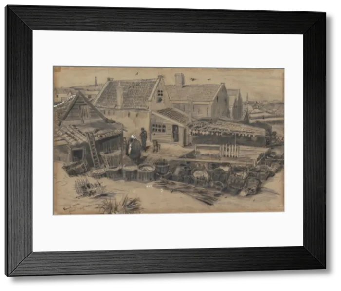 Framed Print : Dab-drying barn in Scheveningen, 1882 Framed Print : Dab-drying barn in Scheveningen, 1882