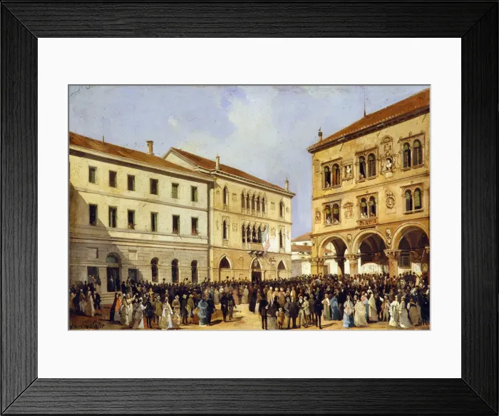 Framed Print : Esposizione del tricolore in Piazza Duomo, 1866 Framed Print : Esposizione del tricolore in Piazza Duomo, 1866