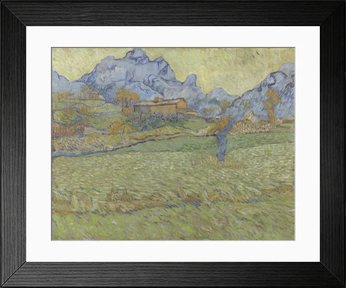 Framed Print : Wheat fields in a mountainous landscape, 1889 Framed Print : Wheat fields in a mountainous landscape, 1889