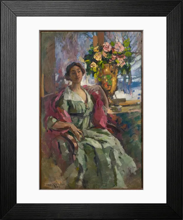 Framed Print : Woman with bouquet of roses, 1921 Framed Print : Woman with bouquet of roses, 1921