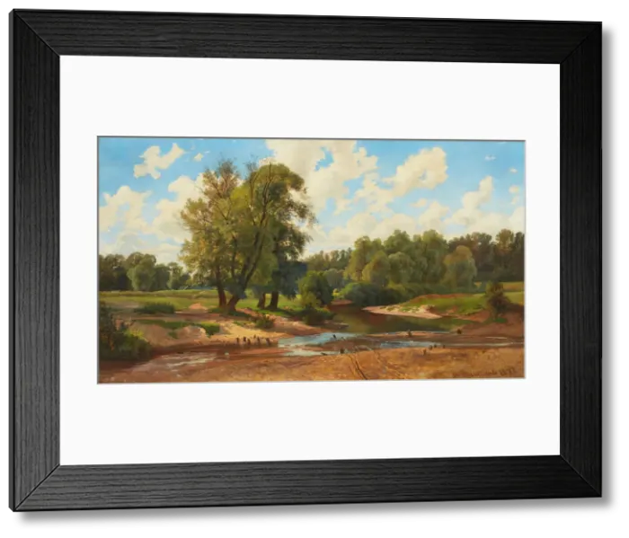 Framed Print : A meadow ford, 1873 Framed Print : A meadow ford, 1873