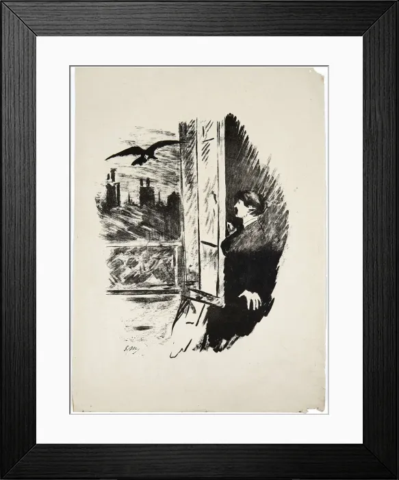 Framed Print : Illustration for the poem Le Corbeau (The Raven) by Edgar Allan Poe, 1875 Framed Print : Illustration for the poem Le Corbeau (The Raven) by Edgar Allan Poe, 1875