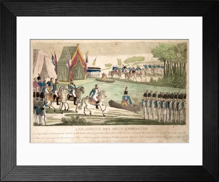 Framed Print : Farewell of Napoleon and Alexander I at Tilsit on July 1807, ca 1808 Framed Print : Farewell of Napoleon and Alexander I at Tilsit on July 1807, ca 1808