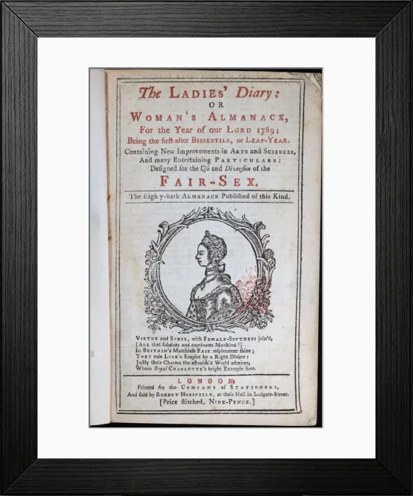 Framed Print : Cover of The Ladies Diary or the Womans Almanack, London, 1789 Framed Print : Cover of The Ladies Diary or the Womans Almanack, London, 1789
