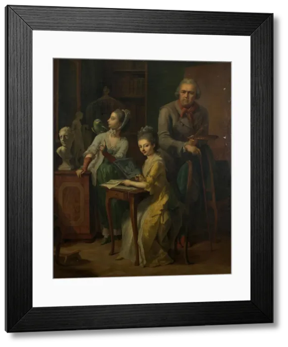 Framed Print : The painter and his daughters, 1774 Framed Print : The painter and his daughters, 1774