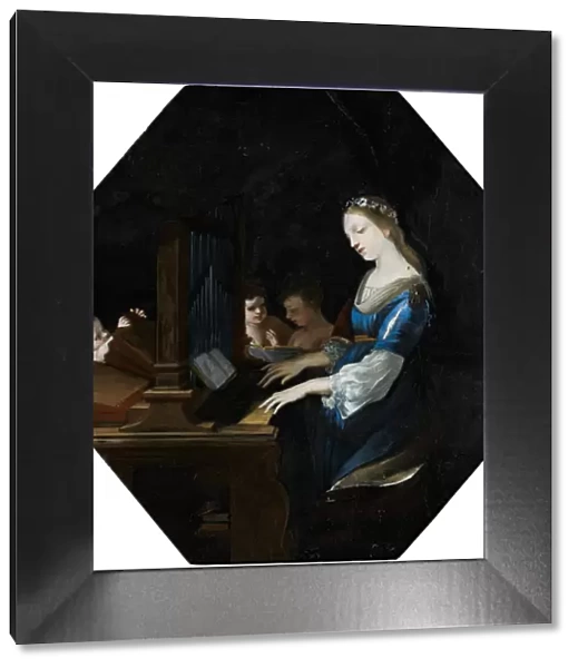 Saint Cecilia playing the organ
