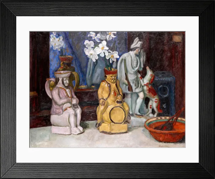 Framed Print : Still life with ceramics and narcissi, 1927 Framed Print : Still life with ceramics and narcissi, 1927