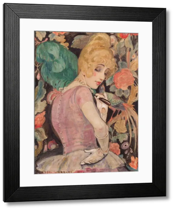 Framed Print : Lili with a Feather Fan, 1920 Framed Print : Lili with a Feather Fan, 1920