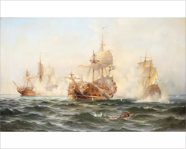 HMS Wachtmeister fighting against the Russian squadron on Juny 4, 1719, 1895