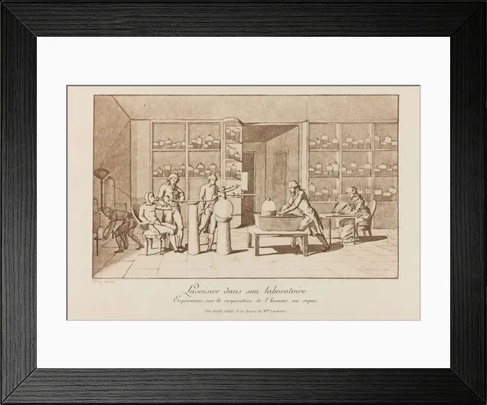Framed Print : Lavoisier in his laboratory, Early 19th cen Framed Print : Lavoisier in his laboratory, Early 19th cen