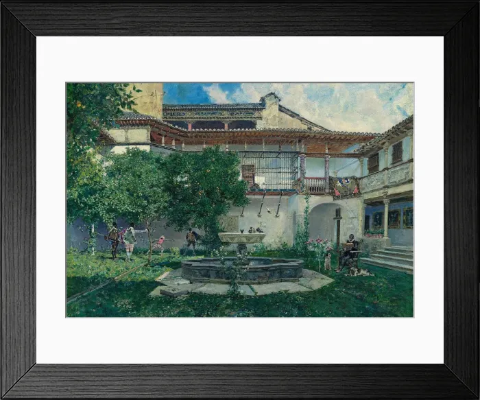 Framed Print : Spanish Courtyard, 1871 Framed Print : Spanish Courtyard, 1871