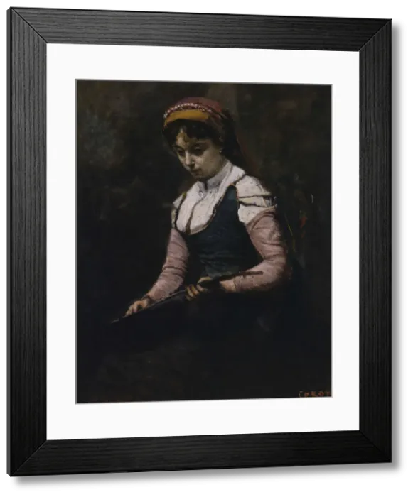 Framed Print : Femme a la Mandoline (Girl with Mandolin), Between 1860 and 1865 Framed Print : Femme a la Mandoline (Girl with Mandolin), Between 1860 and 1865