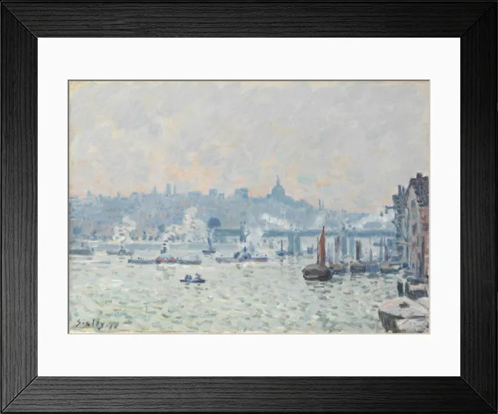 Framed Print : View of the Thames: Charing Cross Bridge, 1874 Framed Print : View of the Thames: Charing Cross Bridge, 1874