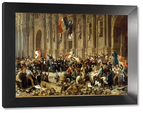 Lamartine in front of the Town Hall of Paris rejects the red flag on 25 February 1848
