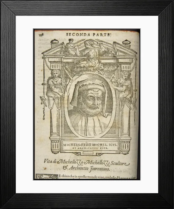 Framed Print : Michelozzo di Bartolomeo Michelozzi. From: Giorgio Vasari, The Lives of the Most Framed Print : Michelozzo di Bartolomeo Michelozzi. From: Giorgio Vasari, The Lives of the Most