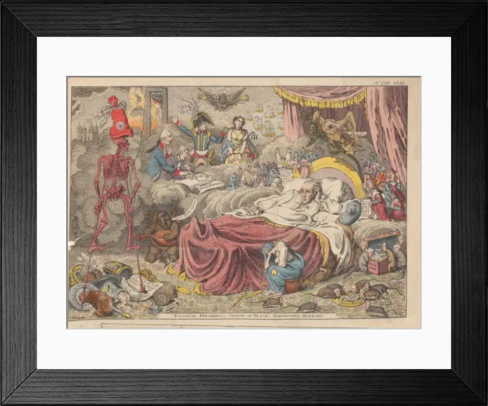 Framed Print : Political dreaming! Visions of peace! Perspective horrors!, 1801 Framed Print : Political dreaming! Visions of peace! Perspective horrors!, 1801
