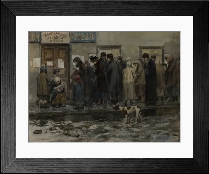 Framed Print : Waiting to receive an eighth of a pound of bread, 1919 Framed Print : Waiting to receive an eighth of a pound of bread, 1919