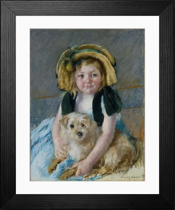Framed Print : Sara with her dog, ca 1901 Framed Print : Sara with her dog, ca 1901
