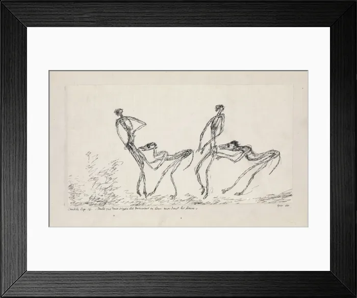 Framed Print : Candide, chapitre 16. Tandis que deux singes les suivaient en leur mordant les fesses, 1911 Framed Print : Candide, chapitre 16. Tandis que deux singes les suivaient en leur mordant les fesses, 1911