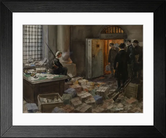 Framed Print : Bonds Confiscation in the Wawelberg Bank in Petrograd, 1919 Framed Print : Bonds Confiscation in the Wawelberg Bank in Petrograd, 1919