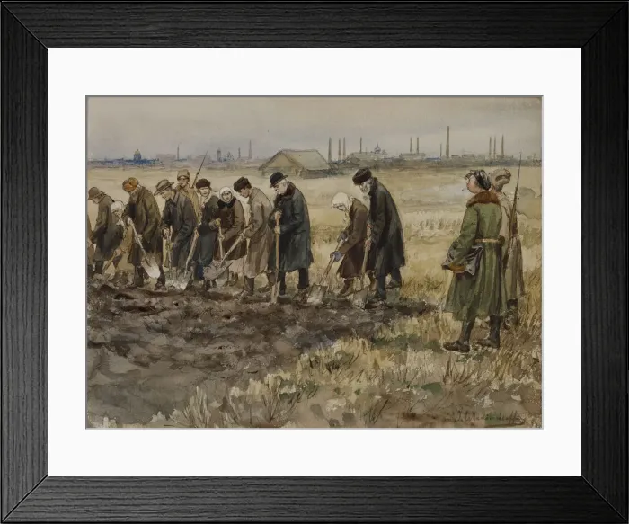 Framed Print : Hard labor for rich merchants, nobles and criminals during the years of revolution, 1919-1921
